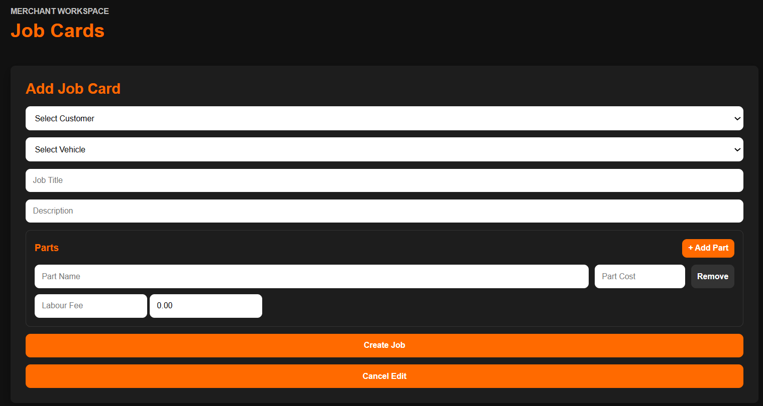 Mecho job tracking screenshot